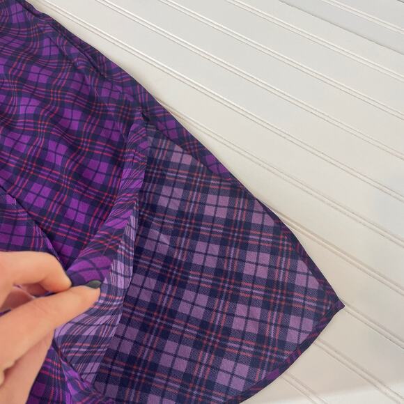 NWT Anthropologie Rahi Purple Plaid Trista Dress Size S Pearl Button Plunge Neck - Picture 6 of 8